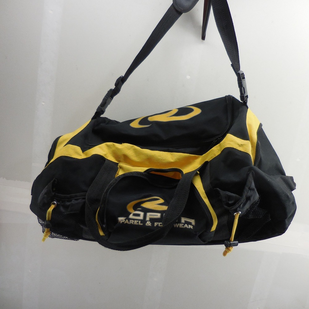 Vintage Roper Duffel Bag Black Yellow Rodeo Travel Gym Gear Bag Large 22 Inch